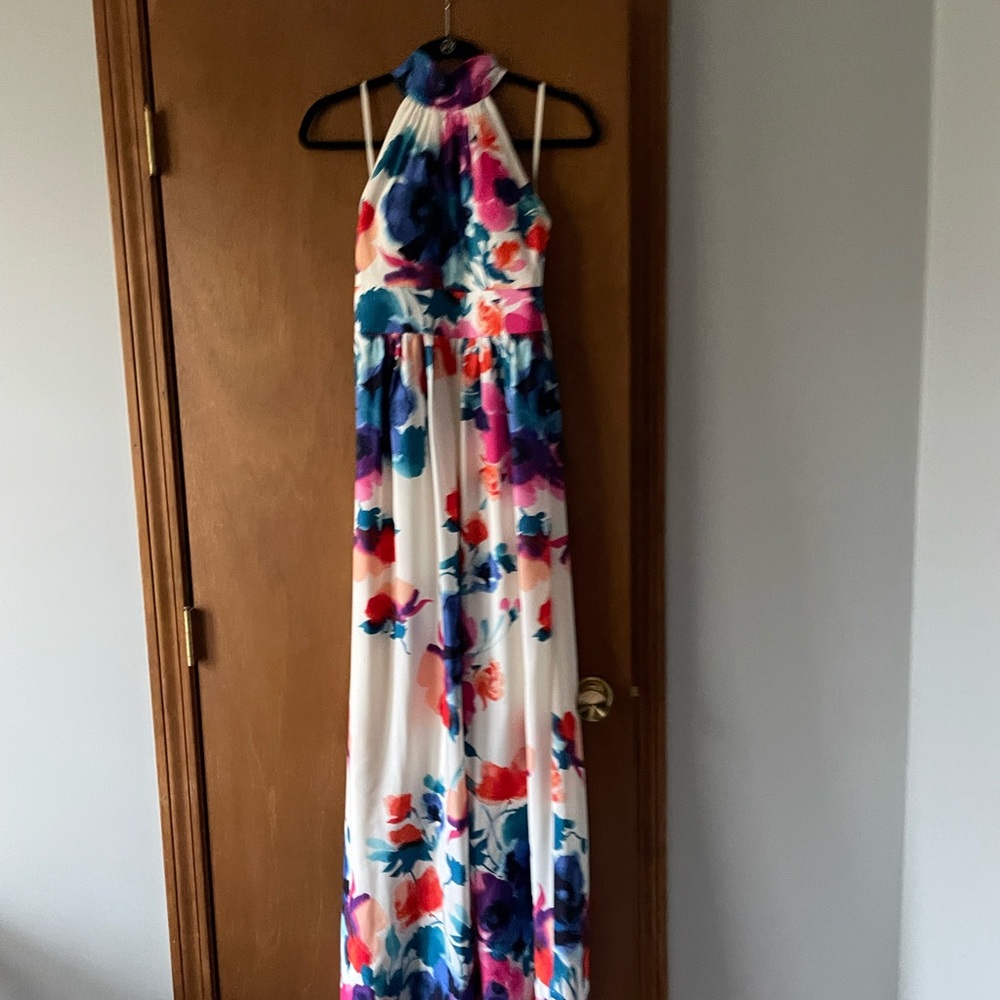 Formal backless dress great for weddings, showers or cocktail parties